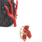 Anello di corallo rosso naturale in argento 925 plc oro