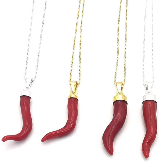 corni di Corallo rosso naturale portafortuna amuleti con gancio in argento 925 silver o gold