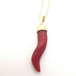 catenina con corno di Corallo rosso naturale portafortuna amuleti con gancio in argento 925
